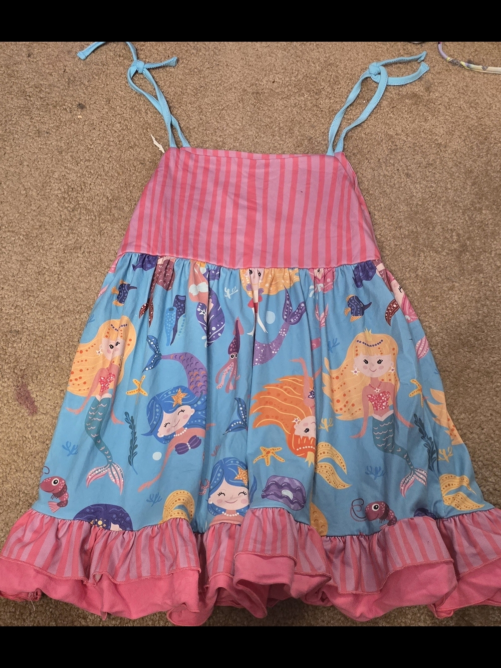 Girls' Mermaid Print Sundress - Blue & Pink